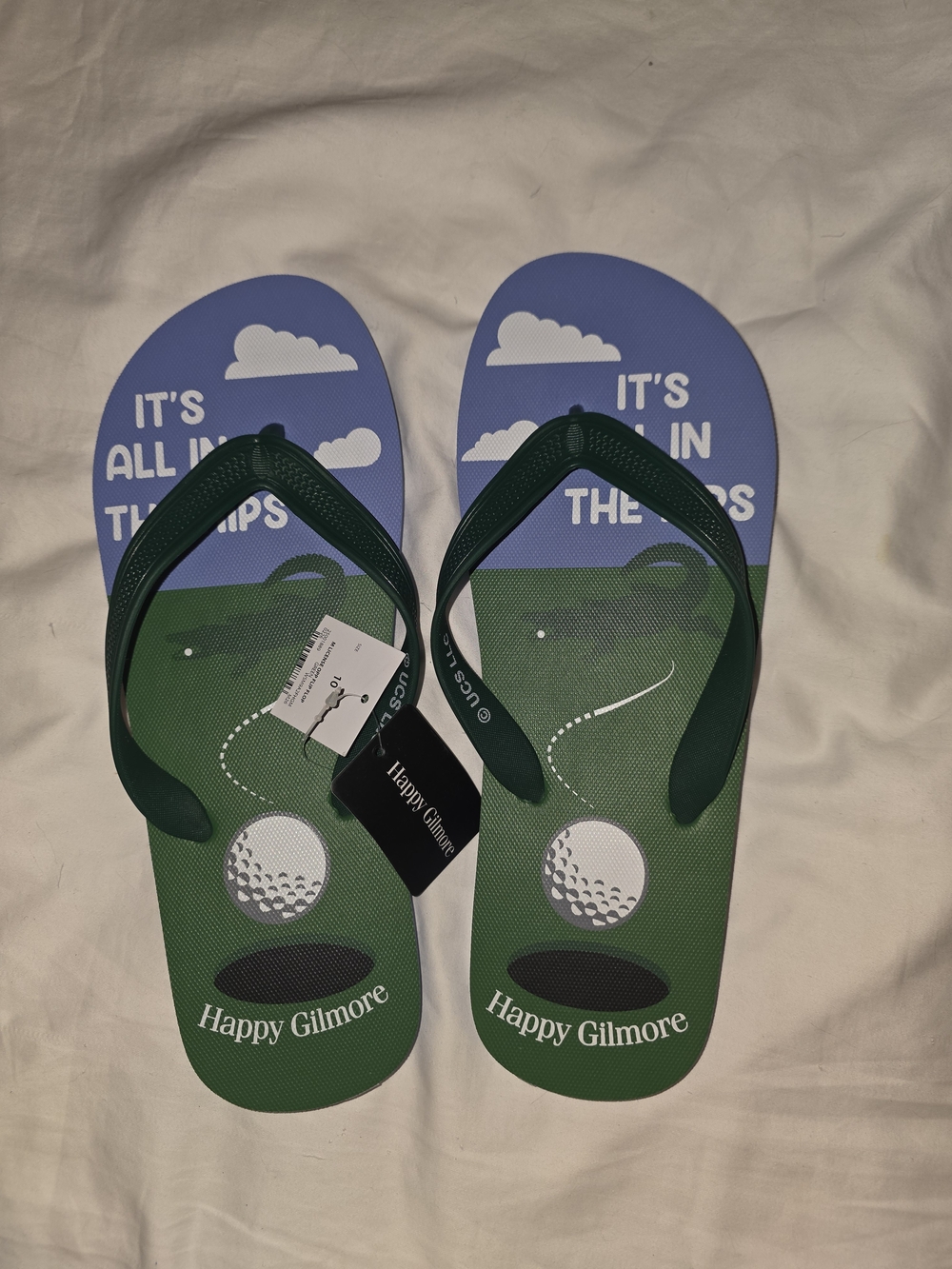 Men's Green & Blue Happy Gilmore Golf Flip Flops